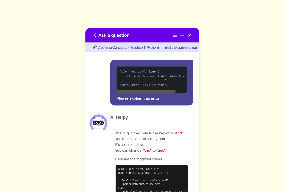 AI Helpy, a coding buddy who's there for you